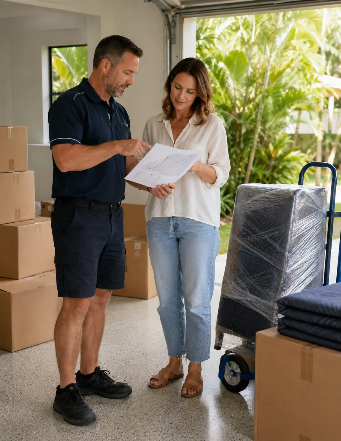 Removalist planning a Cairns moving quote based on furniture volume access and delivery timing
