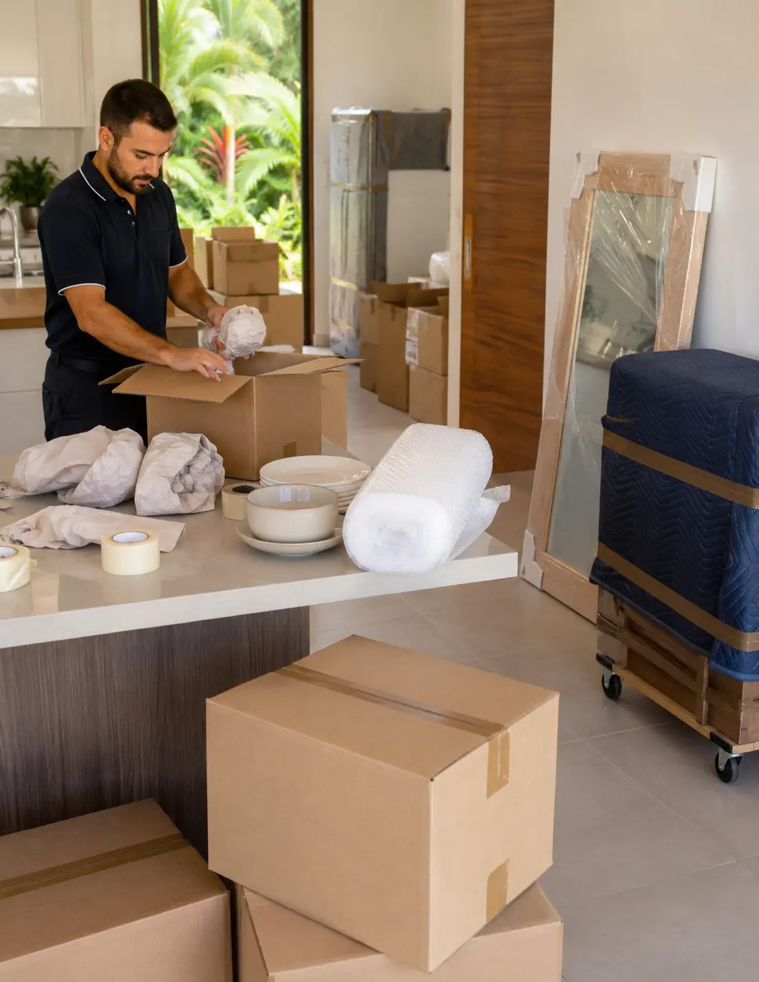 Fragile item packing and furniture protection for an interstate move to Cairns