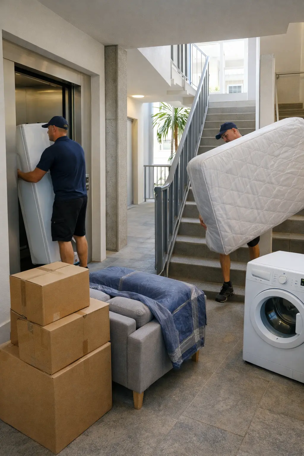 Perth apartment interstate move with furniture prepared for lift and stair access