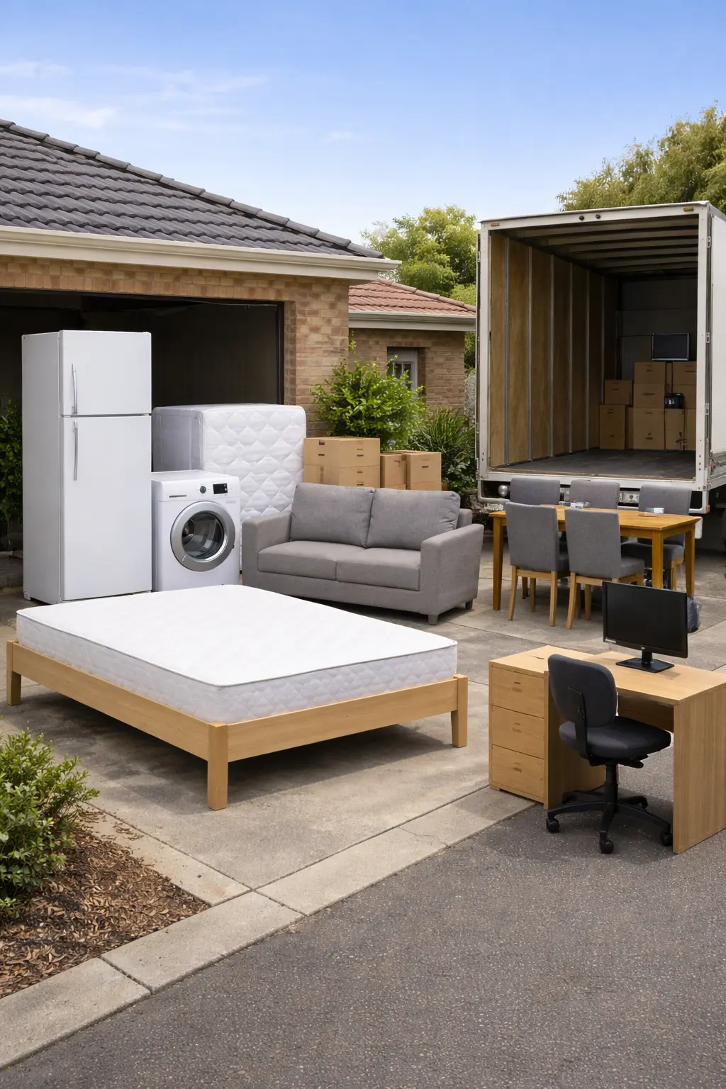 Perth furniture-only interstate move with selected household items ready for loading